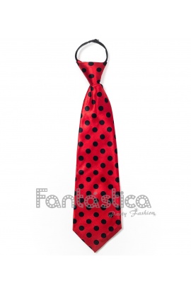 Red tie with Black polka...