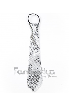 Silver Sequin Tie with...