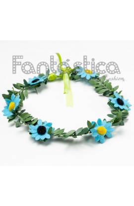 Corona de Flores Azul Claro...