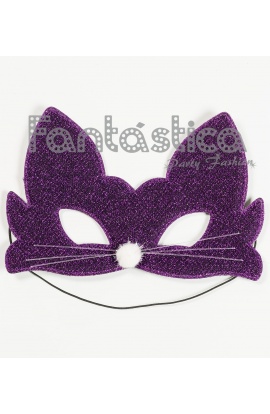 Purple Cat Mask with glitter