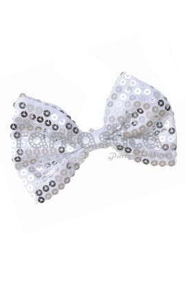 White Sequin Bow Tie