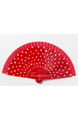 Red Flamenco Fan with White...