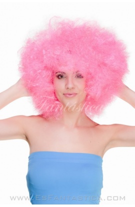 Peluca para Disfraz Afro Rosa
