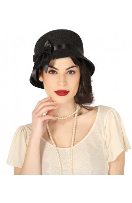 SOMBRERO NEGRO DAMA AÑOS 20