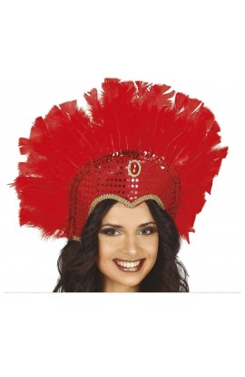 TOCADO PLUMAS ROJO