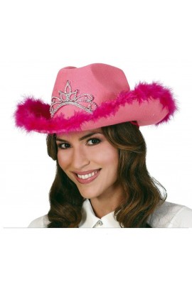 GORRO COWBOY ROSA CON BOA