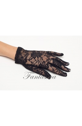 Guantes de encaje negro cortos