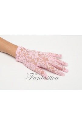 Guantes de encaje rosa cortos