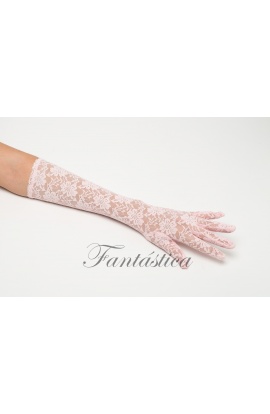 Guantes de encaje rosas largos